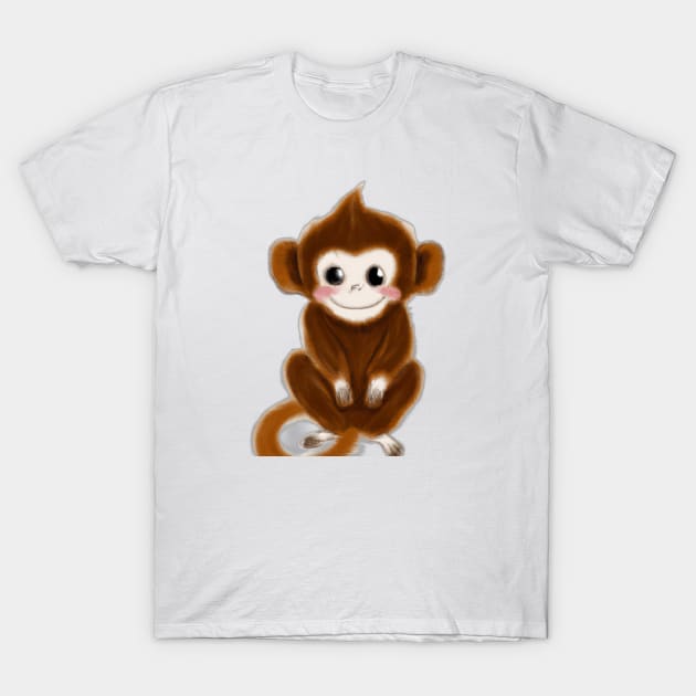 Cute Monkey Drawing T-Shirt by Play Zoo